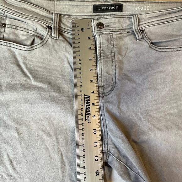Liverpool Men Slim Jeans Size 36x30 Gray Mid Rise Modern Straight - Picture 5 of 11